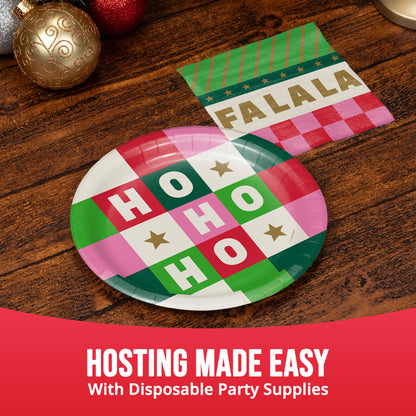 Holiday Hues Ho Ho Ho Christmas Dessert Paper Plates 96 ct