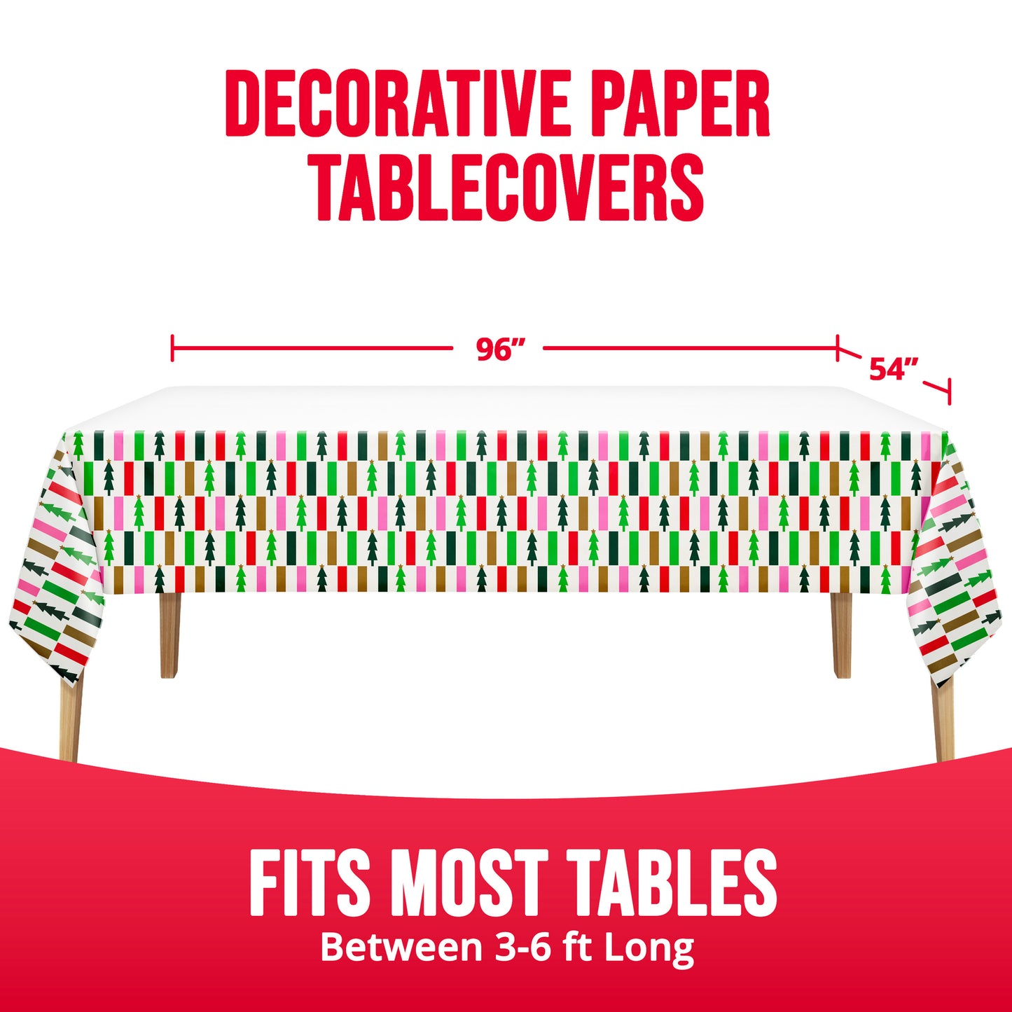 Holiday Hues Christmas Paper Tablecloths 12 ct