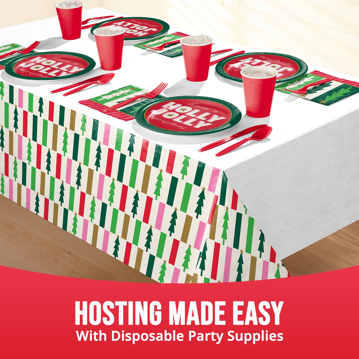 Holiday Hues Christmas Paper Tablecloths 12 ct