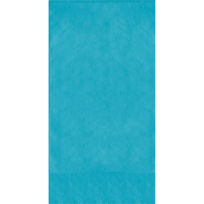 Turquoise napkin with a textured pin emboss pattern on a white background