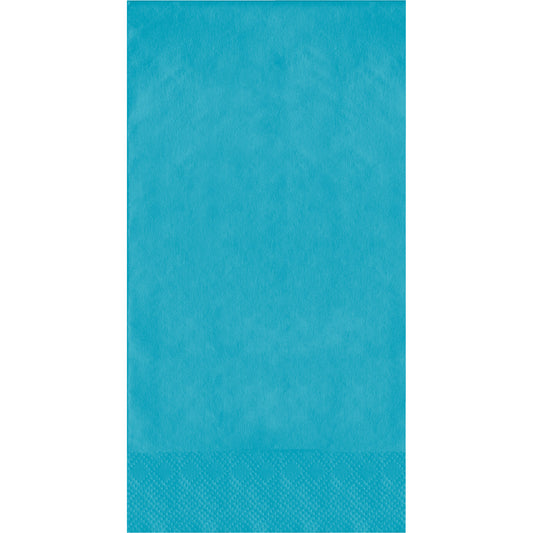 Turquoise napkin with a textured pin emboss pattern on a white background
