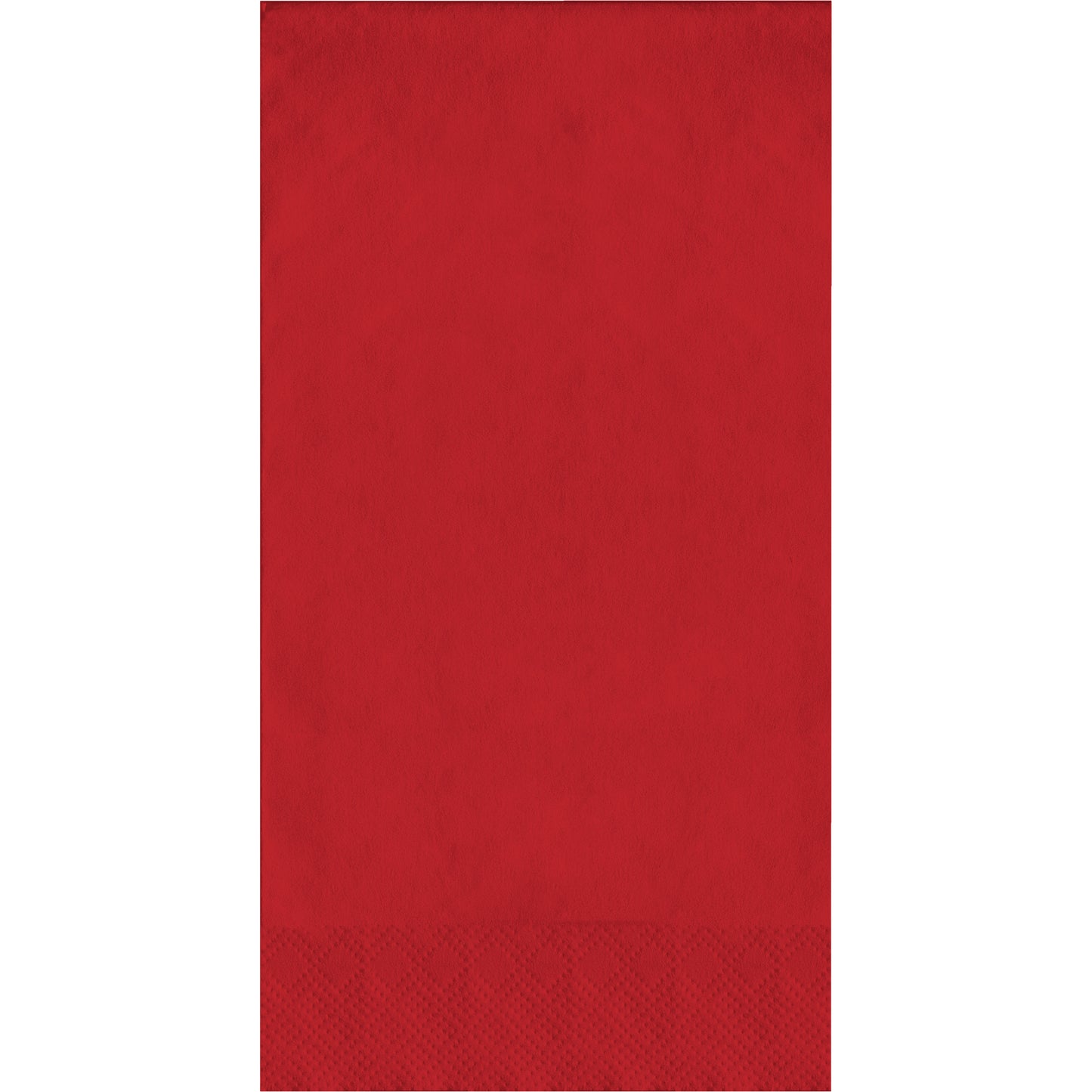 Red pin embossed guest napkin on a white background