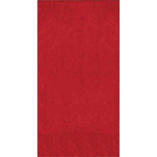 Red pin embossed guest napkin on a white background