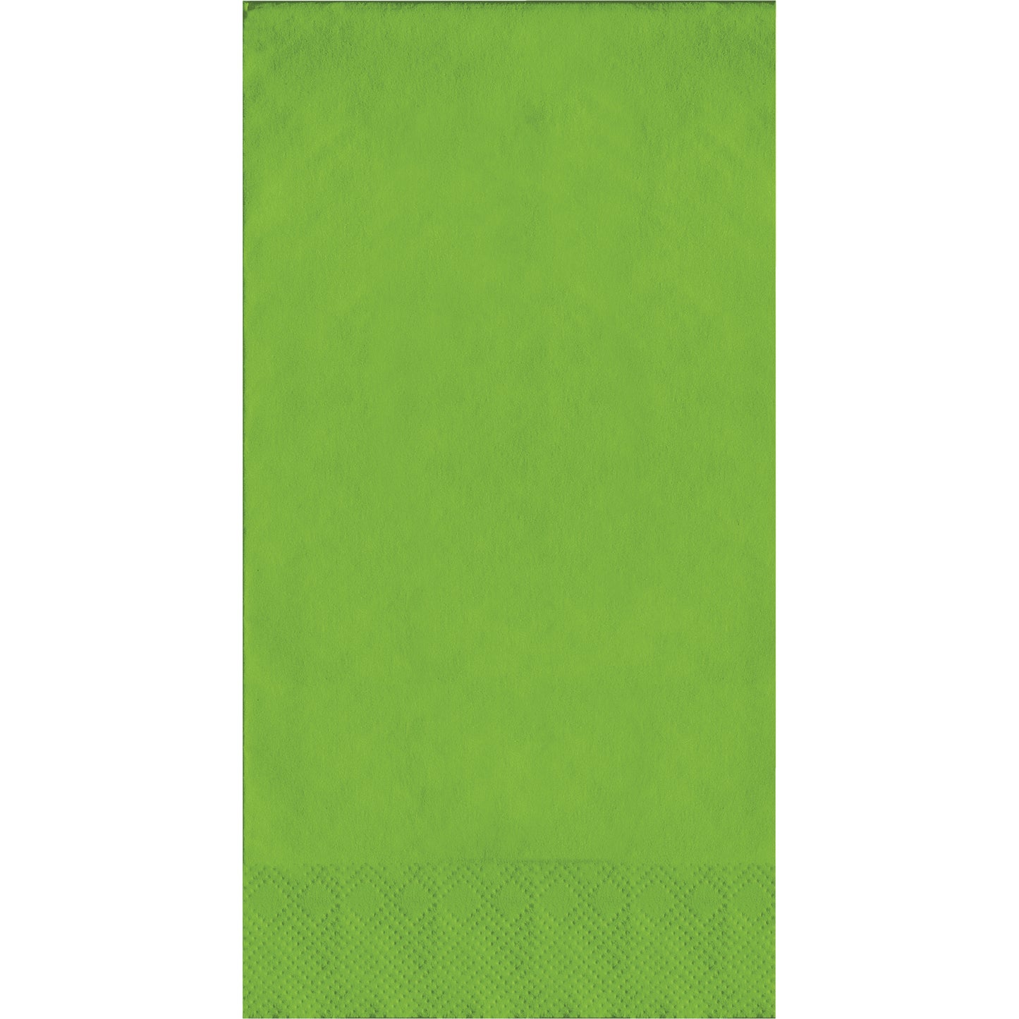 Green guest towels with a pin emboss textured pattern on a white background