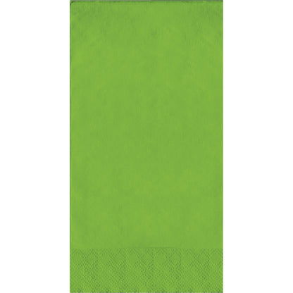 Green guest towels with a pin emboss textured pattern on a white background