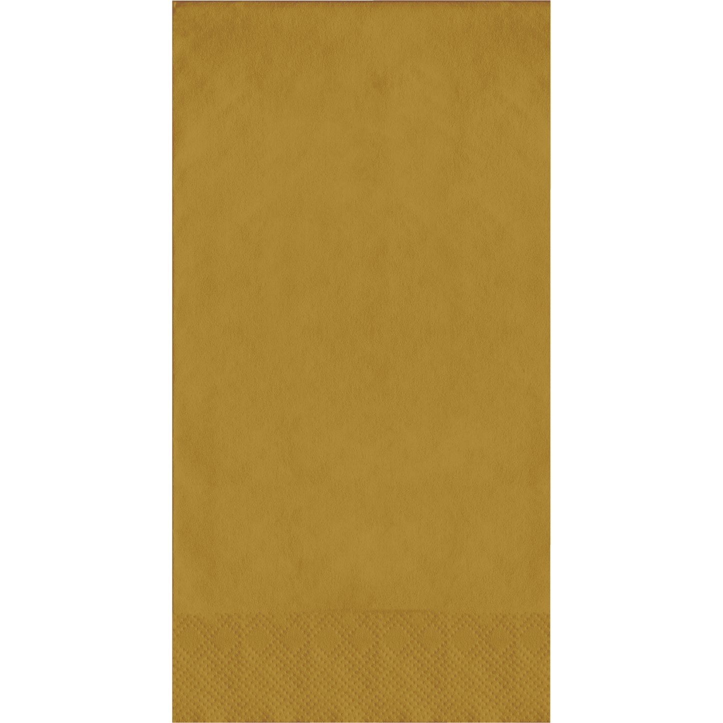 Gold napkin with a textured pin emboss pattern on a white background