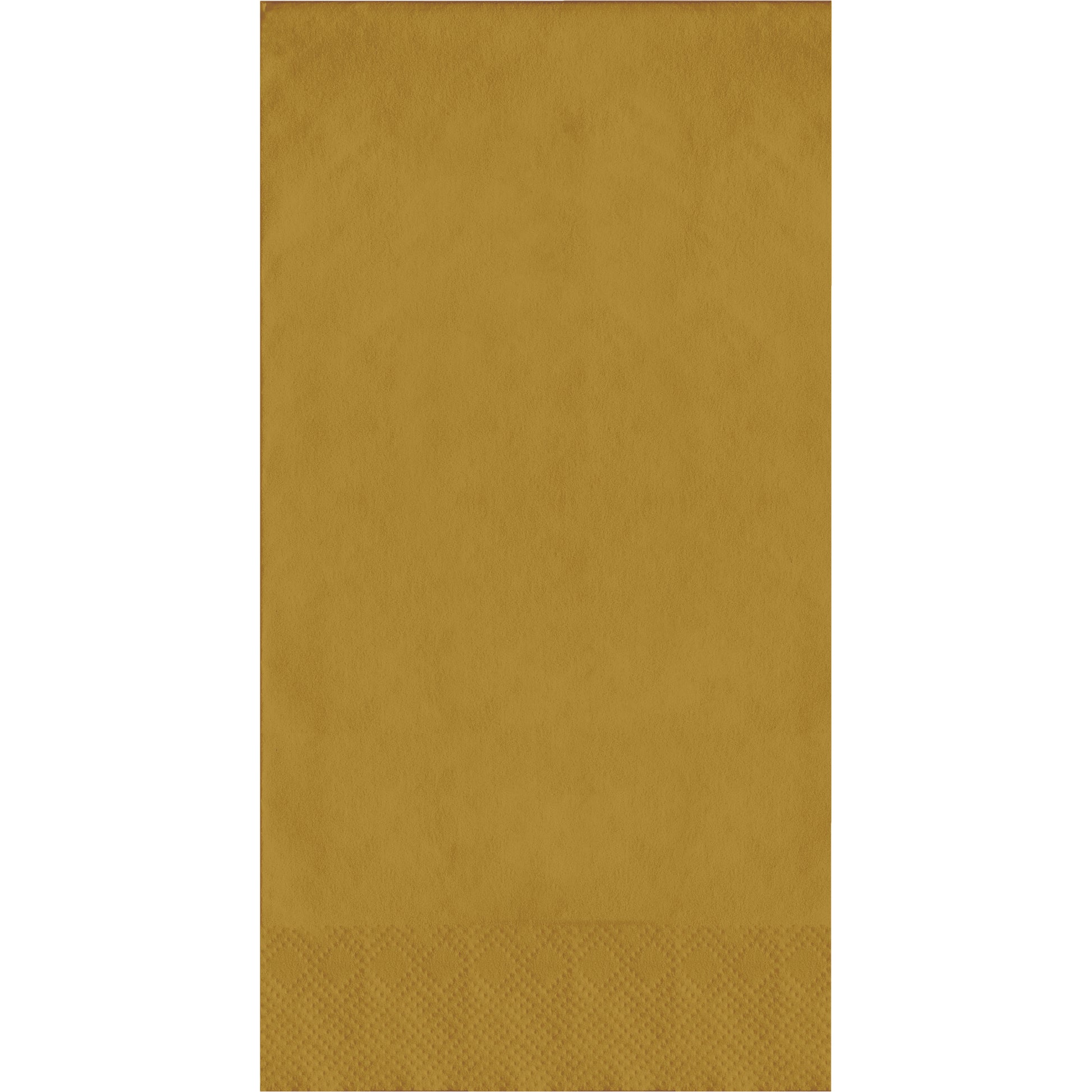 Gold napkin with a textured pin emboss pattern on a white background