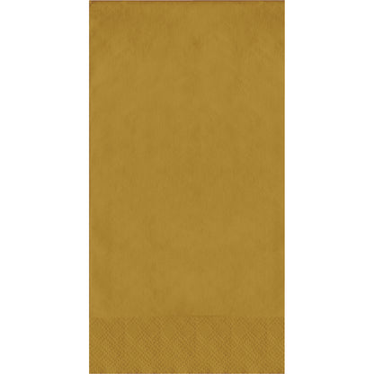 Gold napkin with a textured pin emboss pattern on a white background