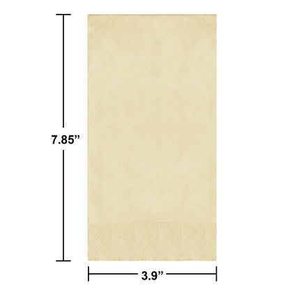 Ivory guest towel with dimensions labeled on a white background