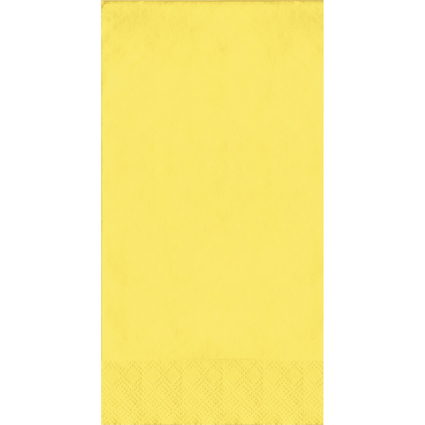 Yellow guest towels with a textured pin emboss border on a white background