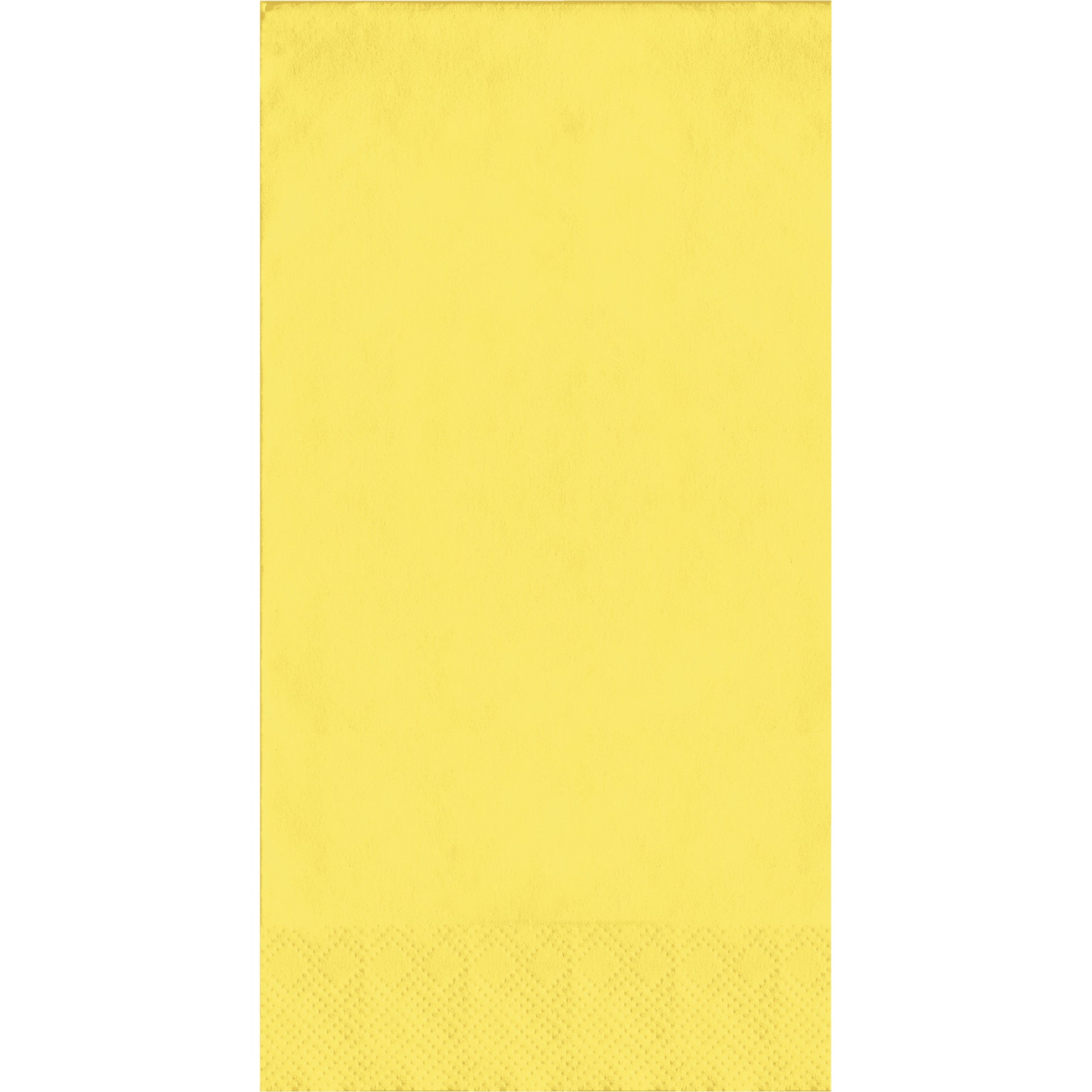 Yellow guest towels with a textured pin emboss border on a white background