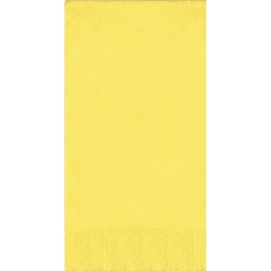 Yellow napkin with a textured pin emboss border on a white background