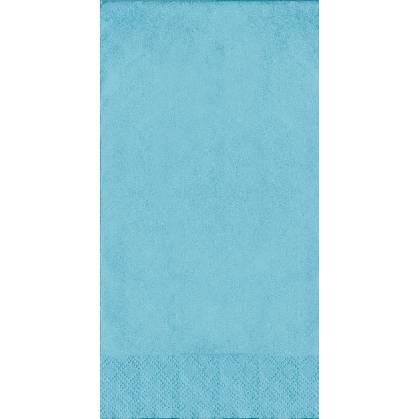 Light blue guest towels with a pin emboss textured edge on a white background