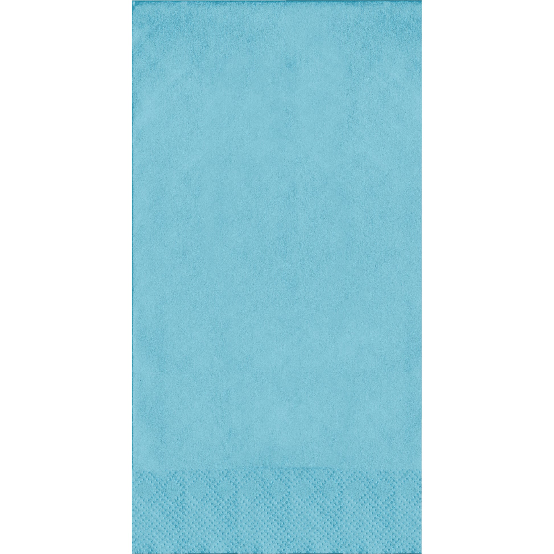 Light blue guest towels with a pin emboss textured edge on a white background
