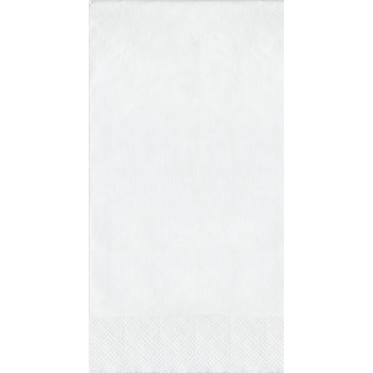 White paper napkin with a textured pin emboss design on a white background
