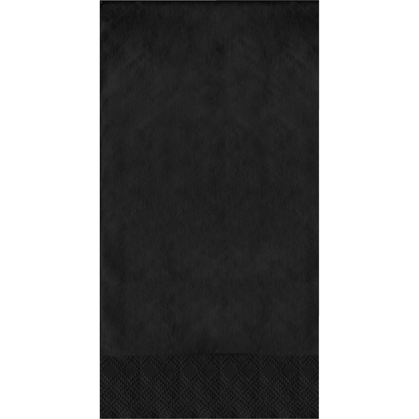 Black pin embossed guest towels on a white background