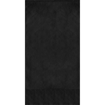 Black pin embossed guest towels on a white background