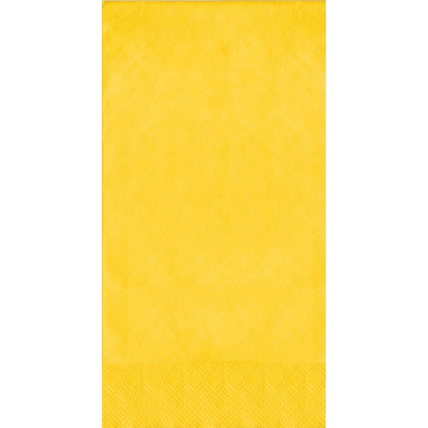 Yellow guest towels with a white border on a white background