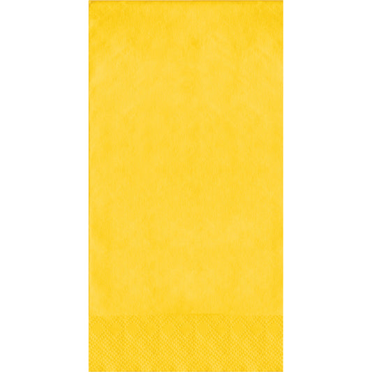 Yellow napkin with a white border on a white background