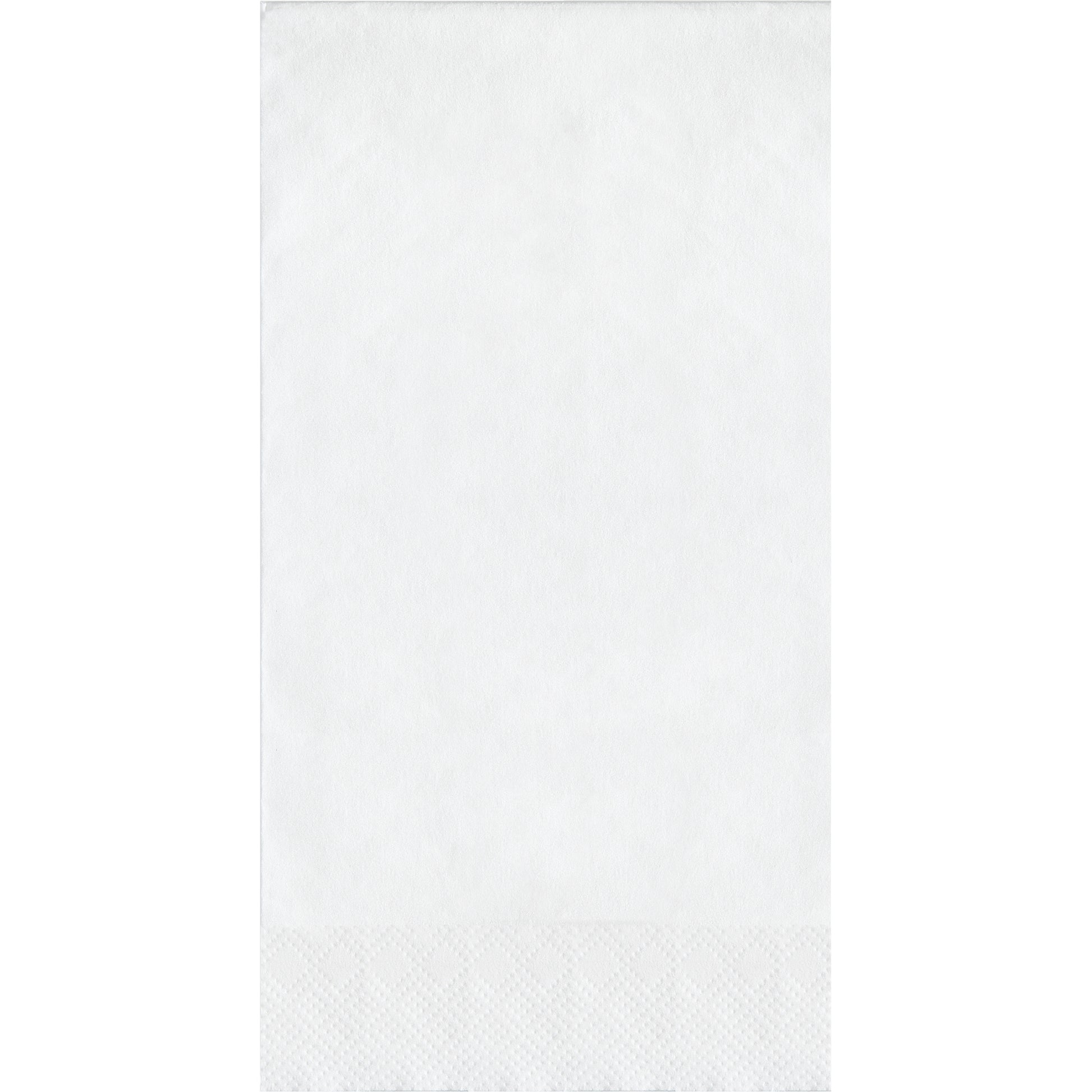 White paper guest towels with a pin embossed border on a white background