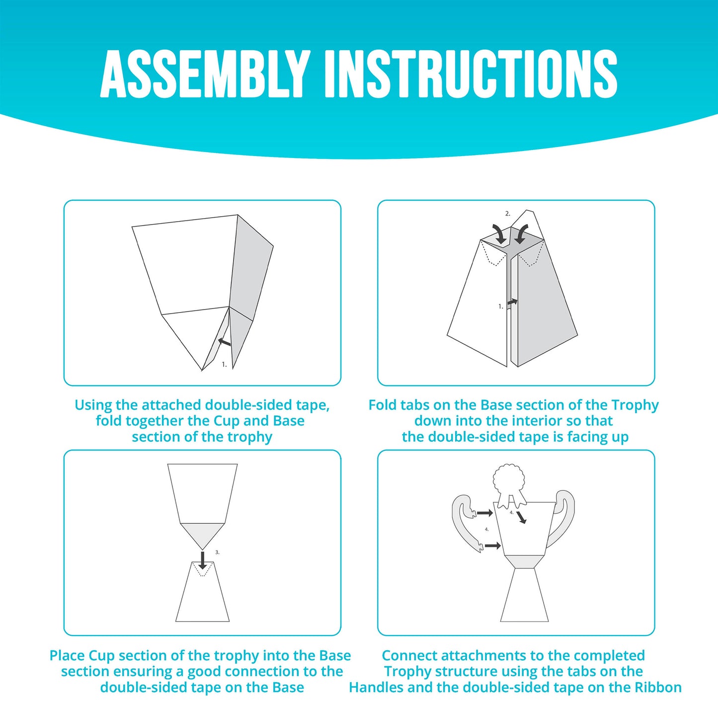 Assembly instructions for a trophy centerpiece with text and diagrams.
