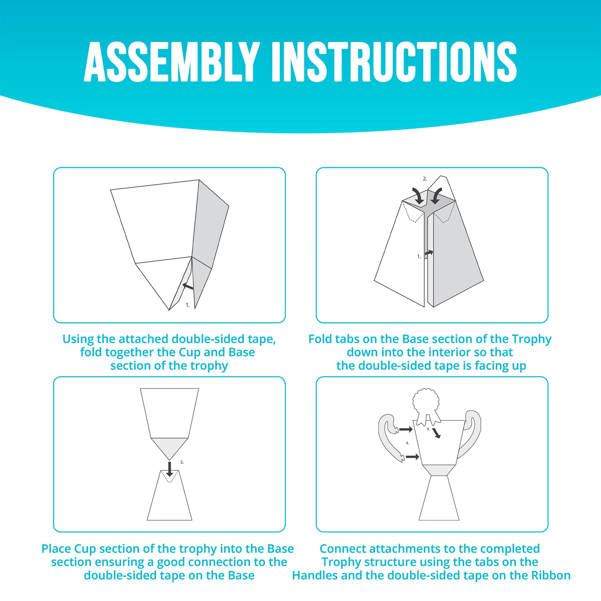 Assembly instructions for a trophy centerpiece with text and diagrams.