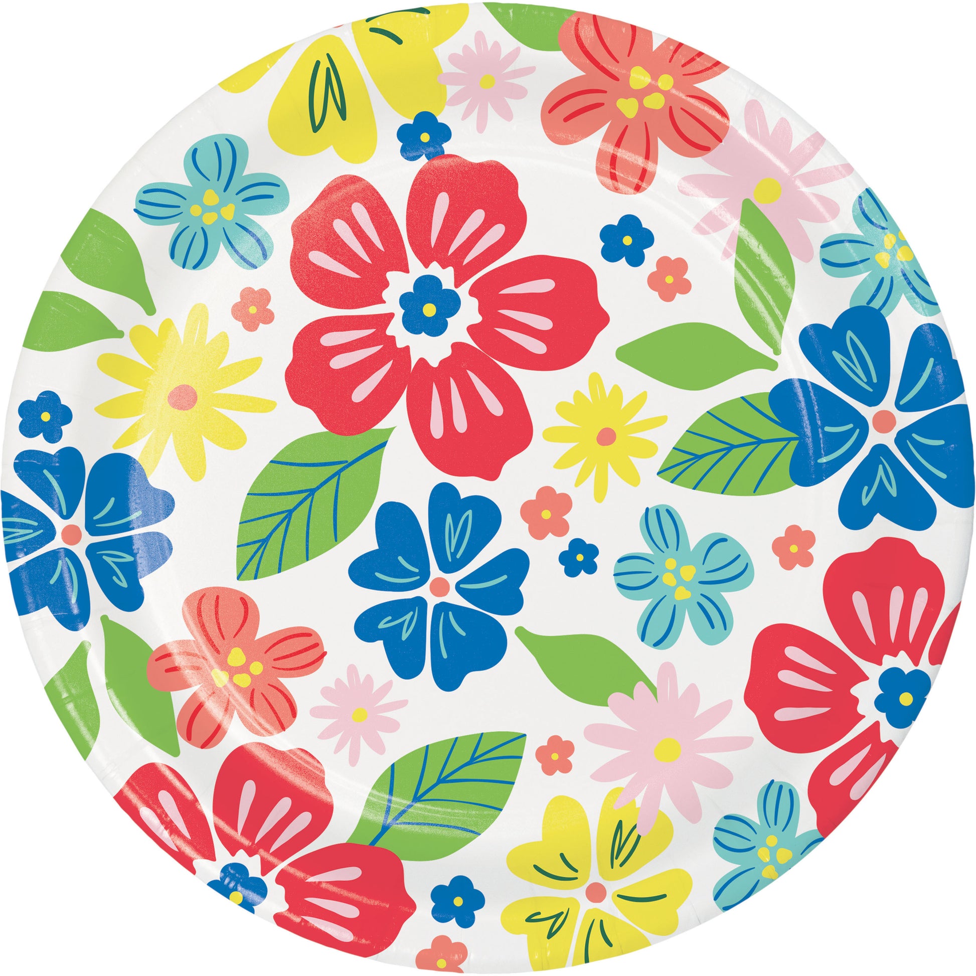 Colorful floral plate on a white background