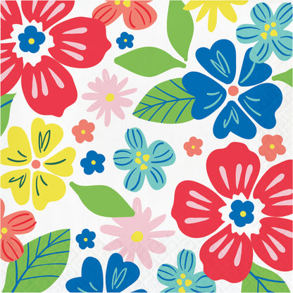 Colorful floral napkin on a white background
