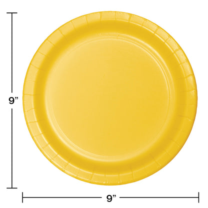 Value Friendly School Bus Yellow Dinner Plates 96 ct