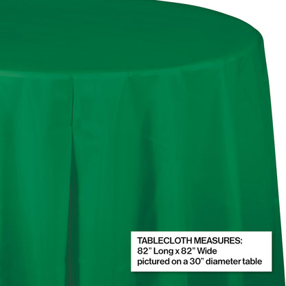Emerald Green Octy-Round Plastic Tablecloths 12 ct