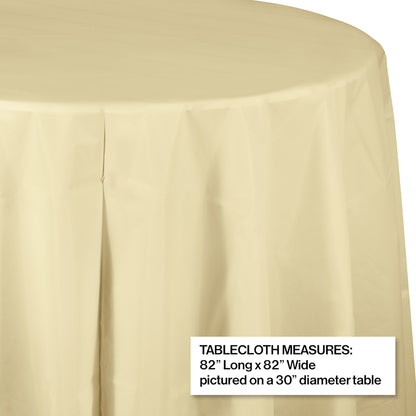 Ivory Octy-Round Plastic Tablecloths 12 ct