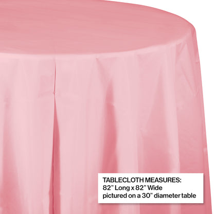 Classic Pink Octy-Round Plastic Tablecloths 12 ct