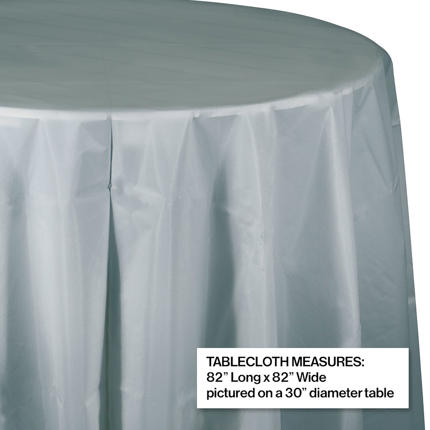 Shimmering Silver Octy-Round Plastic Tablecloths 12 ct