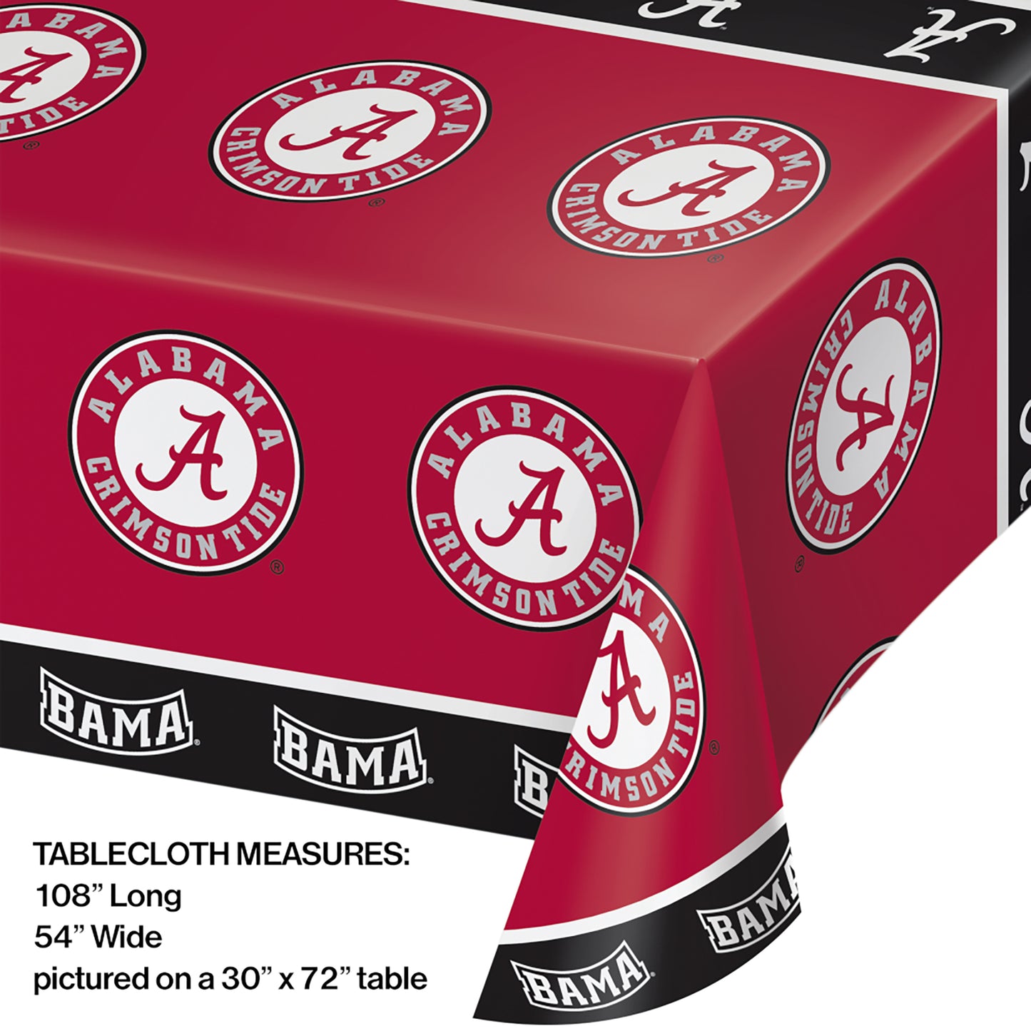 University of Alabama Plastic Tablecloths 12 ct
