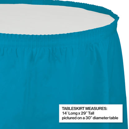 Turquoise Plastic Tableskirt 6 ct