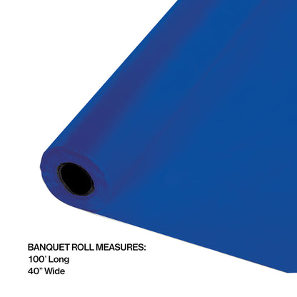 Cobalt Blue Banquet Plastic Table Cloth Roll 1 ct