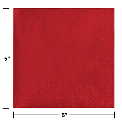 Classic Red 2-Ply Beverage Napkins 600 ct Dimension Image