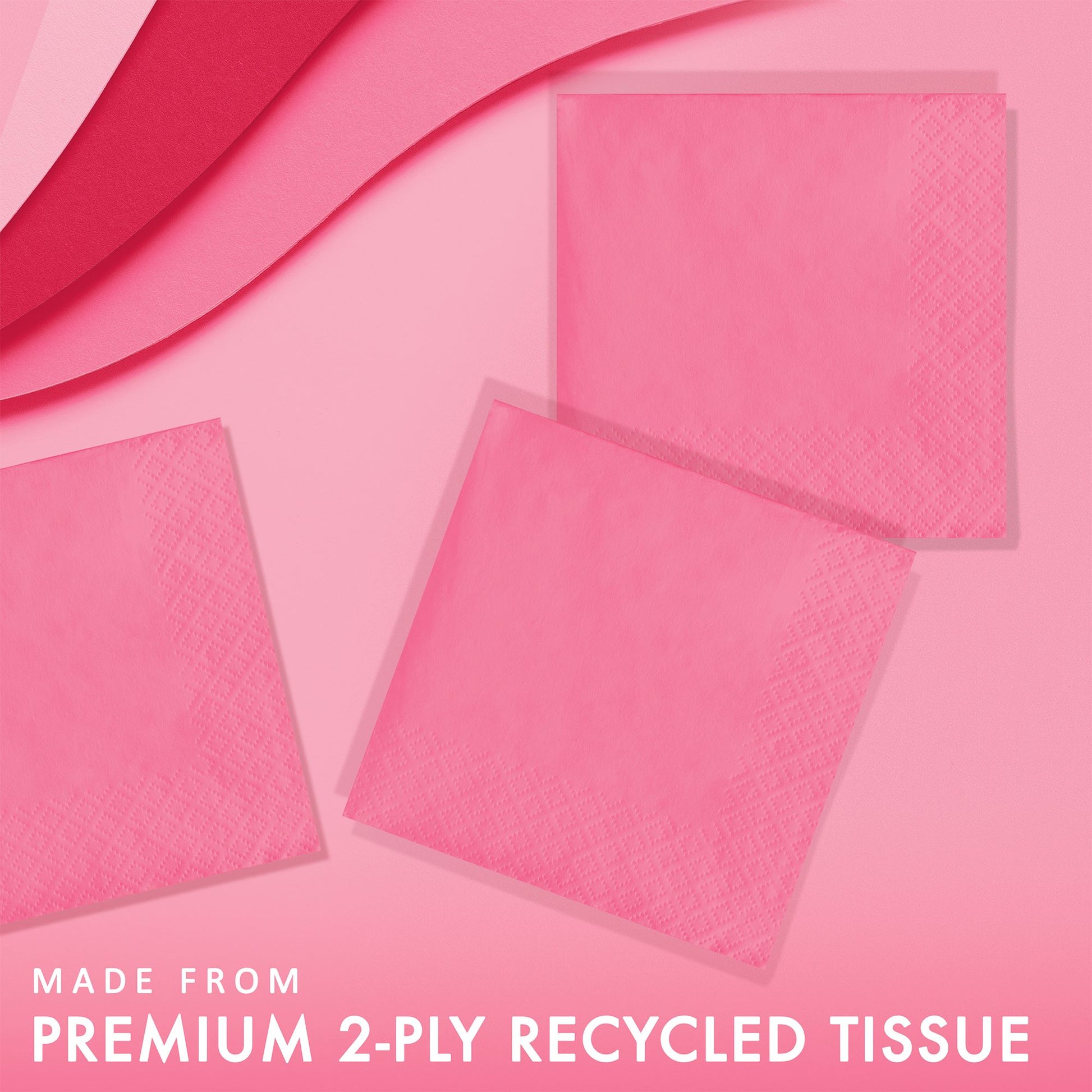 Candy Pink 2-Ply Beverage Napkins 600 ct Feature Callout Image
