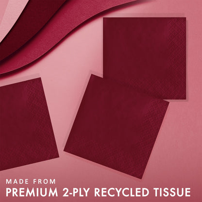 Burgundy 2-Ply Beverage Napkins 600 ct Feature Callout Image