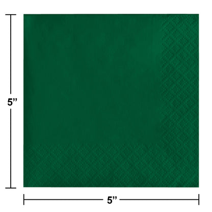 Hunter Green 2-Ply Beverage Napkins 600 ct Dimension Image