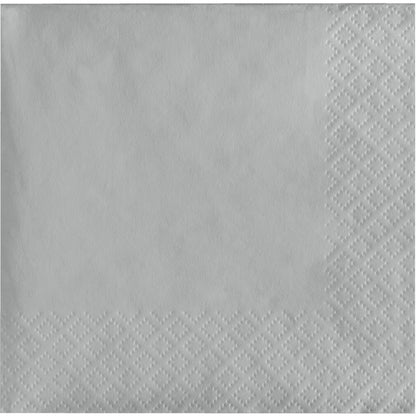 Shimmering Silver 2-Ply Beverage Napkins 600 ct