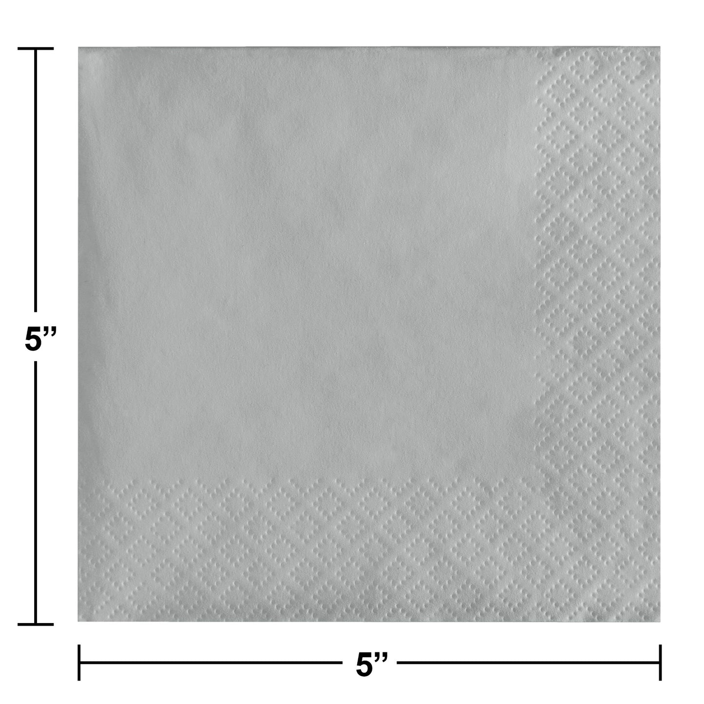 Shimmering Silver 2-Ply Beverage Napkins 600 ct Dimension Image