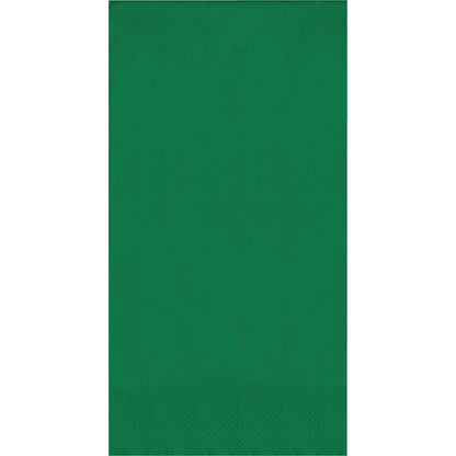 Emerald green pin embossed guest napkin on a white background