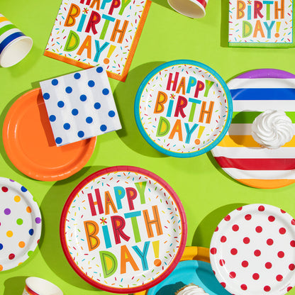 Cobalt Blue Polka Dots and Stripes Beverage Napkins 192 ct