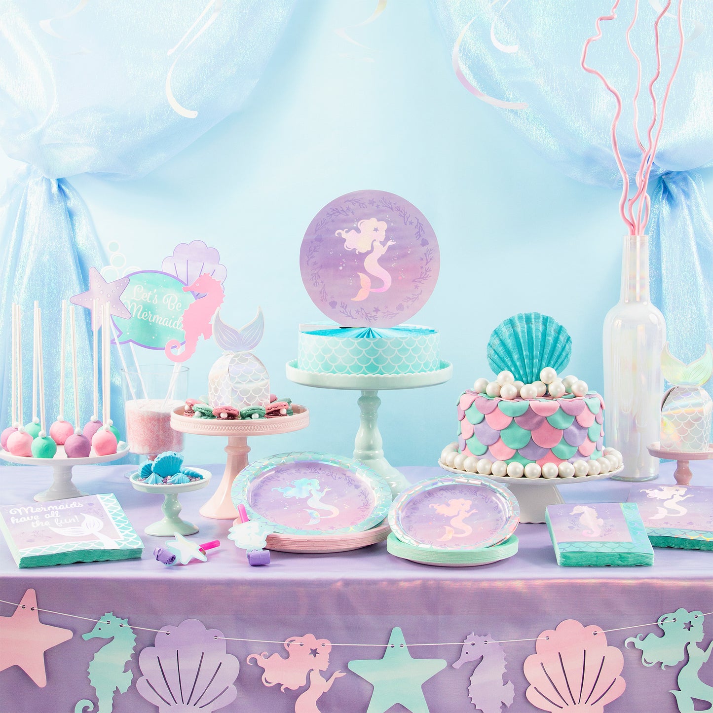 Iridescent Mermaid Party Centerpieces 6 ct