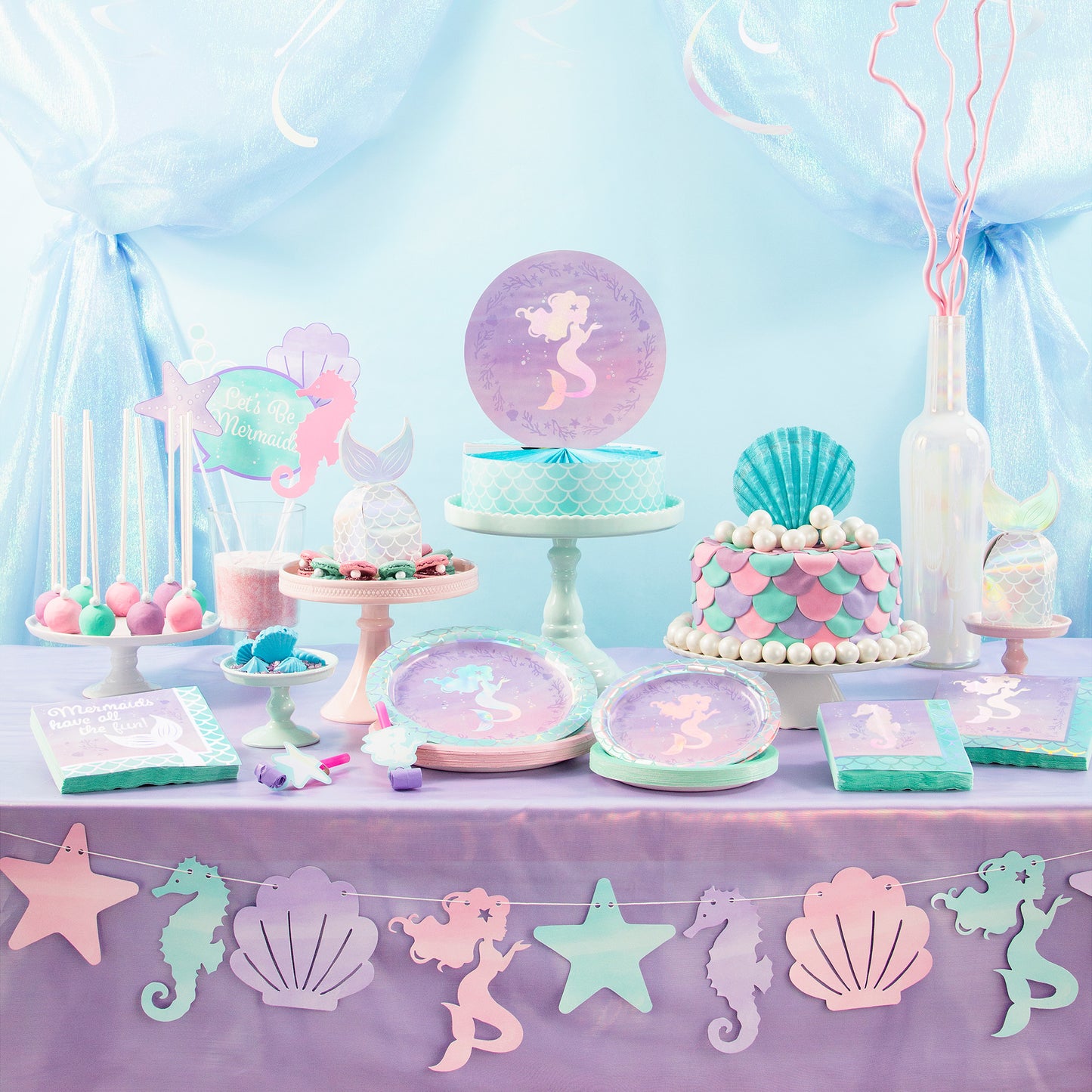 Iridescent Mermaid Party Banners 6 ct