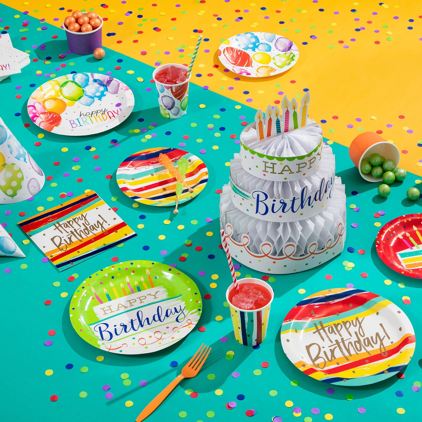 Festive Cake Happy Birthday Centerpieces 6 ct