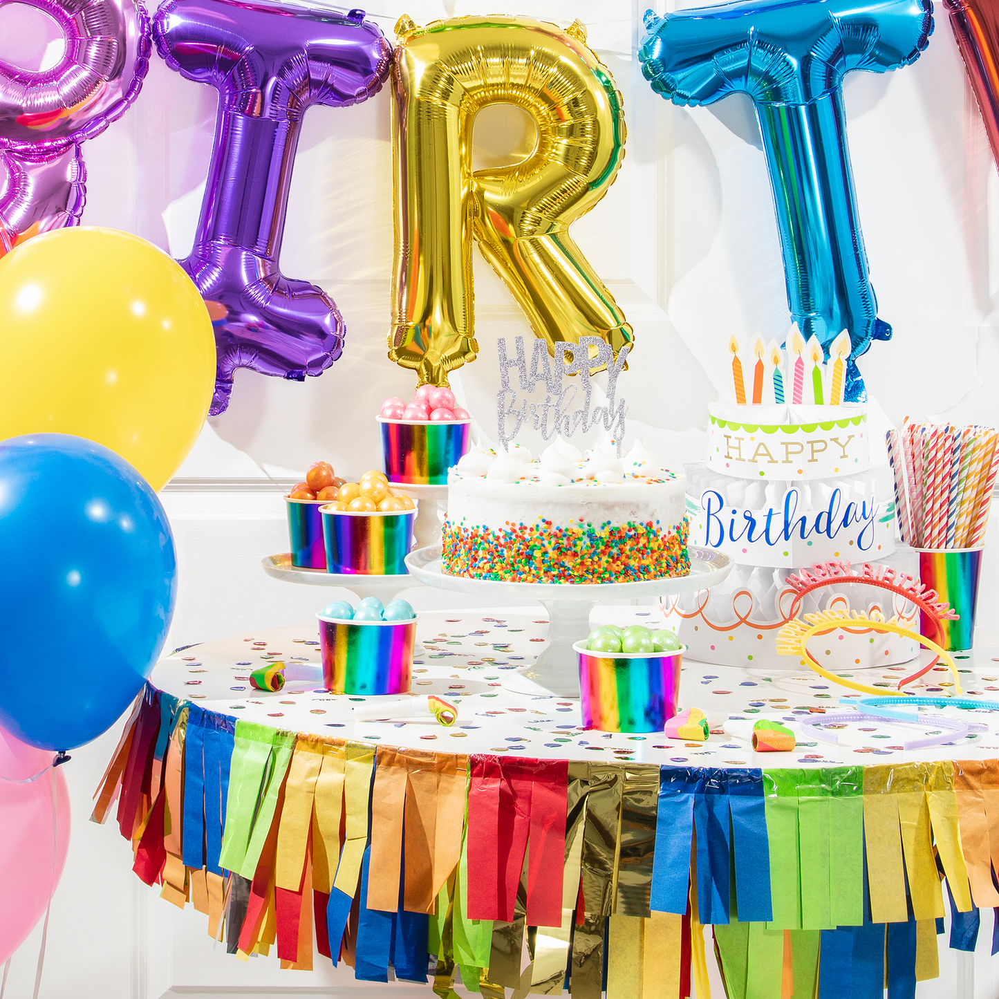 Festive Cake Happy Birthday Centerpieces 6 ct