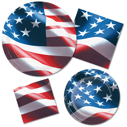 Freedom Flag Dinner Paper Plates 96 ct Lifestyle Image