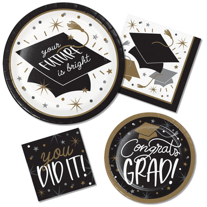 Glowing Grad Dessert Paper Plates 96 ct Lifestyle Image